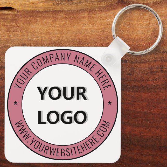 Company Logo and Text Business Keychain Template (Back)