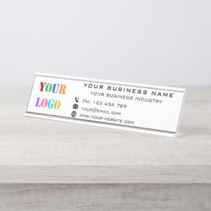 Company Logo and Text Personalized Desk Name Plate