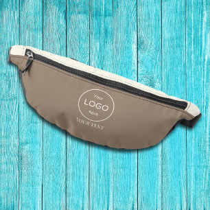 Company logo beige brown accessory belly bag