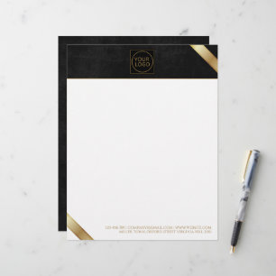 Company Logo Black and Golden Stripe Corporate Custom Letterhead