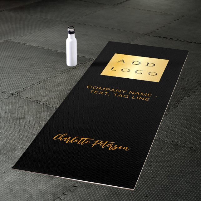 Company logo black classic business studio yoga mat (Creator Uploaded)