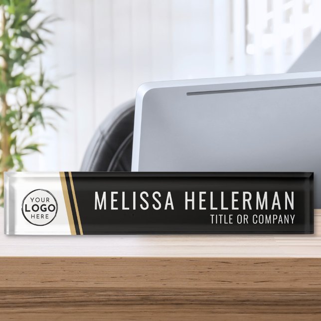Company Logo Black Gold Nameplate (Company Logo Black Gold Desk Name Plate)