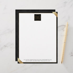 Company Logo Black Leather Premium Letterhead