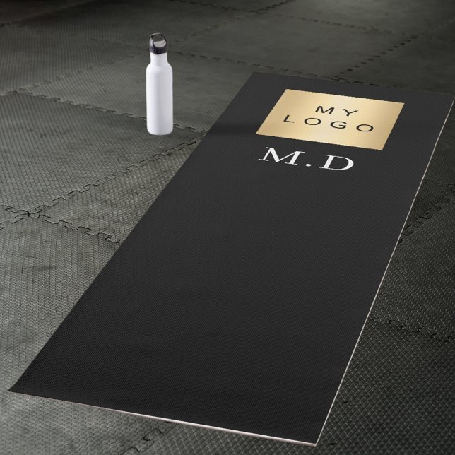 Company logo black monogram business studio yoga mat (Creator Uploaded)