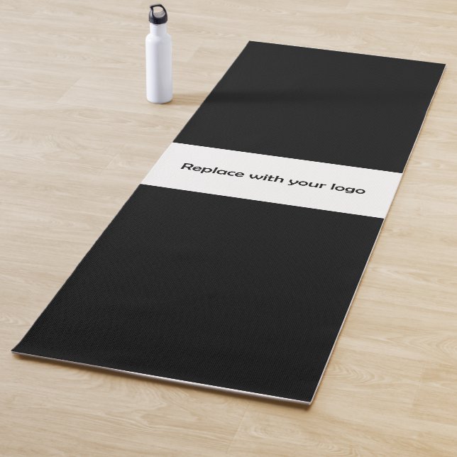 Company logo black rectangle business studio yoga mat (In Situ)