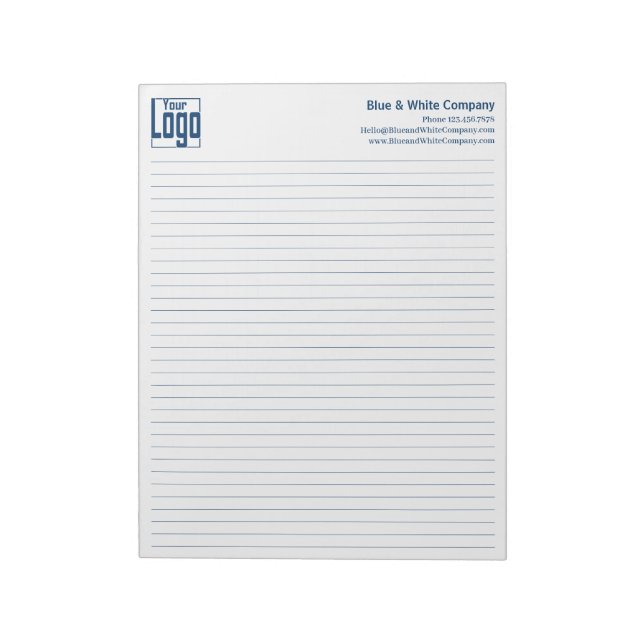 Company Logo Blue Lines College Rule Notepad (Rotated)