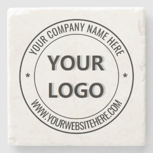 Company Logo Branded Marble Stone Coaster Example