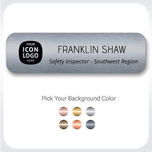 Company Logo Brushed Charcoal Professional ID  Name Tag