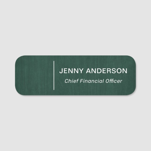 Company Logo Brushed Faux Employee Name Tag (Front)