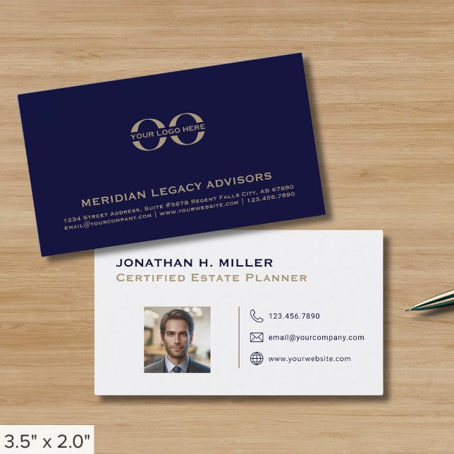 Company Logo Business Cards with Photo (Creator Uploaded)