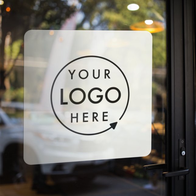 Company Logo | Business Custom Grey Square (Company branded professional window cling signs for small business promotion & marketing.)