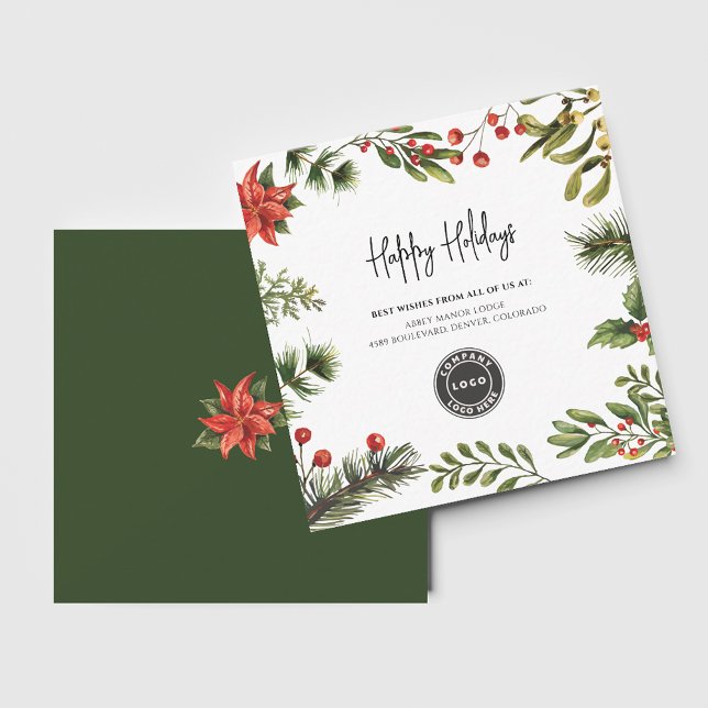 Company Logo Business Employees Christmas Holiday Card (Company Logo Business Employees Christmas Holiday Note Card)