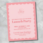 Company Logo Business Grand Opening Postcard<br><div class="desc">A fun but simple invitation for a business grand opening or a brand or product launch party event. Add your own logo to the top to give it your branding, and you can change out all of the element colours to match your brand colours. You can even change the scallop...</div>