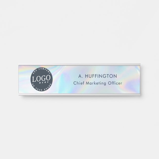 Company Logo Business Holographic Employee Door Sign (Front)