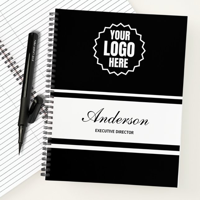 Company Logo Business Monogram Script Name & Title Notebook (Creator Uploaded)