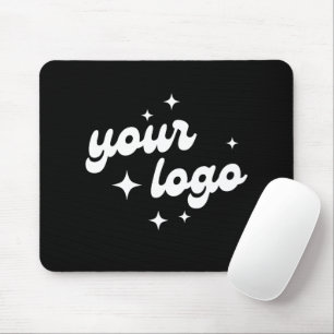 Company Logo Business Name Simple Black & White Mouse Pad