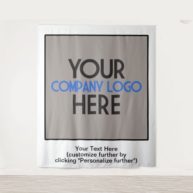 Company Logo Business Trade Show White Backdrop Tapestry (Front)