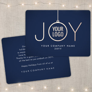 Company Logo Christmas Ornament Navy Blue Joy