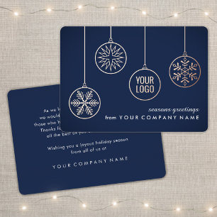 Company Logo Christmas Ornaments Navy Blue Unique