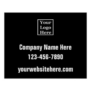 Company Logo Contact Info Black White Window Sign