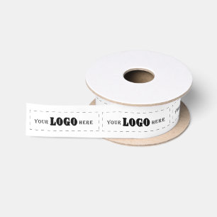 Company logo corporate branding gifts white satin ribbon