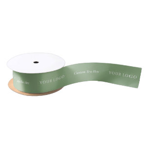 Company Logo Custom Business Packaging Sage Green Satin Ribbon