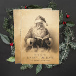 Company Logo Customised Vintage Antique Christmas Holiday Card<br><div class="desc">Send warm holiday greetings to your clients with these Company Logo Customised Vintage Antique Christmas Holiday Cards. Featuring a nostalgic, classic design of Santa Claus reading a book, these personalised business greeting cards capture the essence of traditional Christmas charm. Perfect for small businesses and corporate use alike, these cards are...</div>