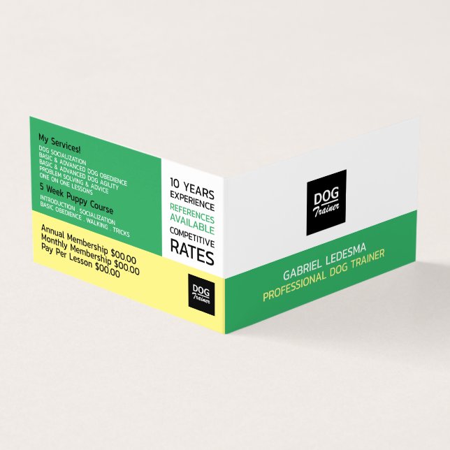 Company Logo, Dog Trainer Detailed Business Card (Outside)