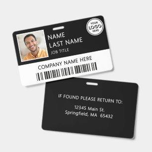 Company Logo Employee Photo Black ID Badge