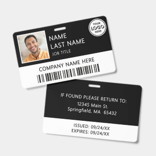 Company Logo Employee Photo Black ID Badge