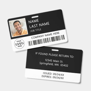 Company Logo Employee Photo Black Retractable ID Badge
