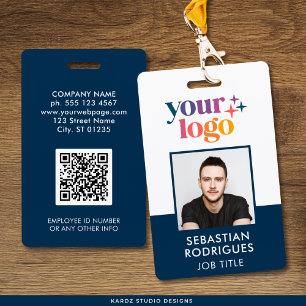 Company Logo Employee Photo Blue ID Badge