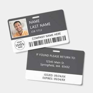 Company Logo Employee Photo Grey ID Badge