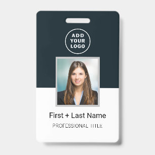 Company Logo Employee Photo ID Barcode Custom Name Badge