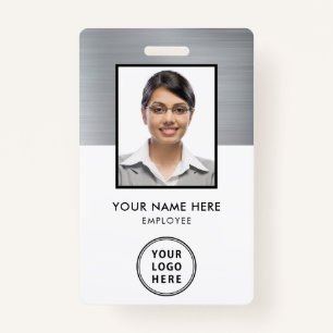 Company Logo Employee Photo ID Silver ID Badge