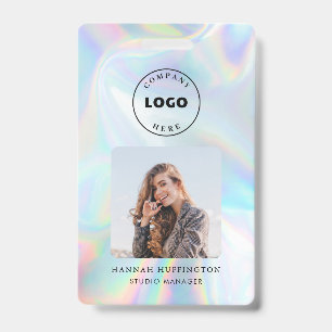 Company Logo Employee QR Code Holographic Photo ID Badge