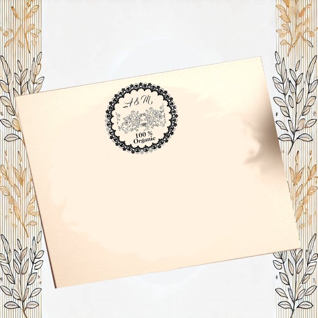 Company Logo Floral Frame Small Business Office Self-inking Stamp (Company Logo Floral Frame Small Business Office Self-inking Stamp)