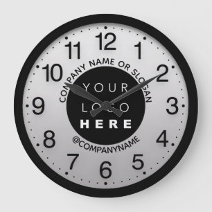 Company Logo Grey Grey Silver Name Slogan  Large Clock