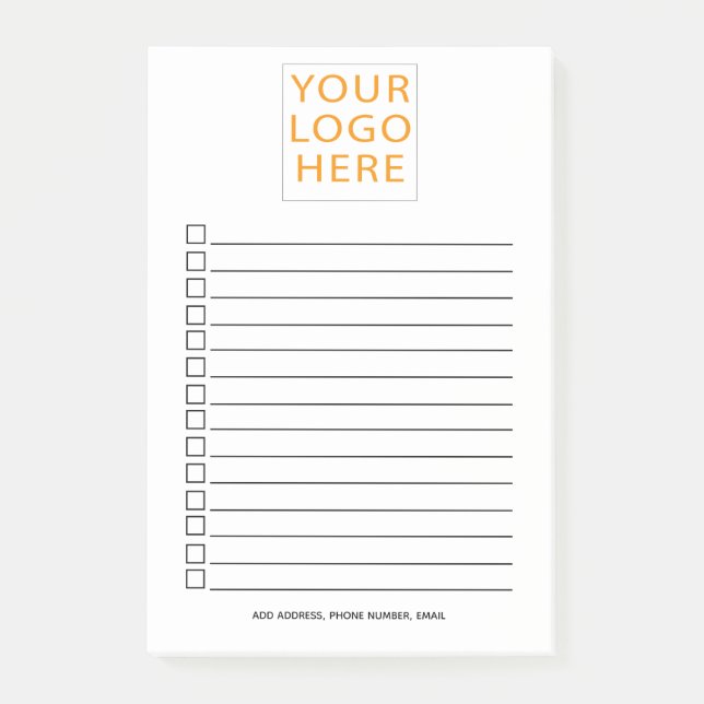 Company Logo Here Personalised Business Checklist Post-it Notes (Front)