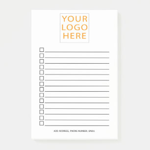 Company Logo Here Personalized Business Checklist Post-it Notes