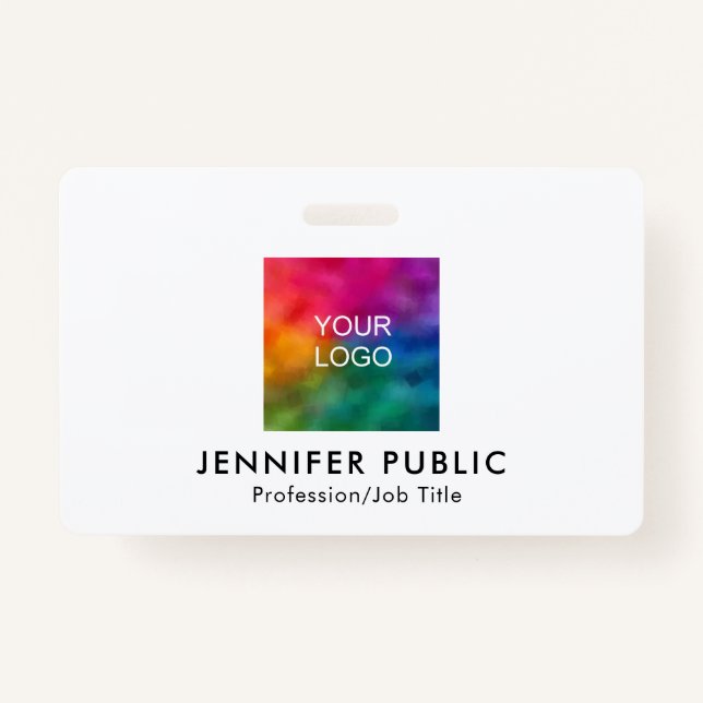 Company Logo Here QR Code Template Name And Title ID Badge (Front)