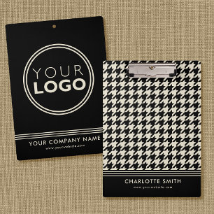 Company Logo Houndstooth Black Off-white Business Clipboard