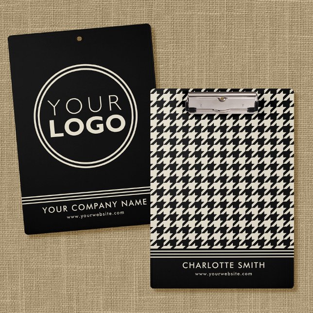 Company Logo Houndstooth Black Off-white Business Clipboard (Creator Uploaded)