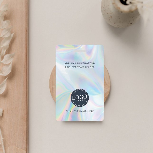 Company Logo ID Business Holographic Employee ID Badge (Business Logo Minimalist Holographic Employee ID Badge)