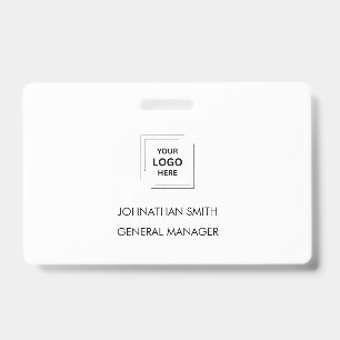 Company Logo ID   Employee Staff Minimalist White  Badge