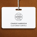 Company Logo ID Employee Staff Minimalist White ID Badge<br><div class="desc">A simple custom business template in a modern minimalist style which can be easily updated with your company logo,  employee name and title or department. If you need any help personalizing this product,  please contact me using the message button below and I'll be happy to help.</div>