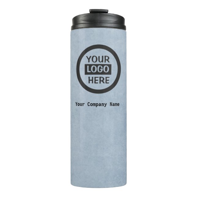 Company Logo & Information | Blue Background on  Thermal Tumbler (Front)