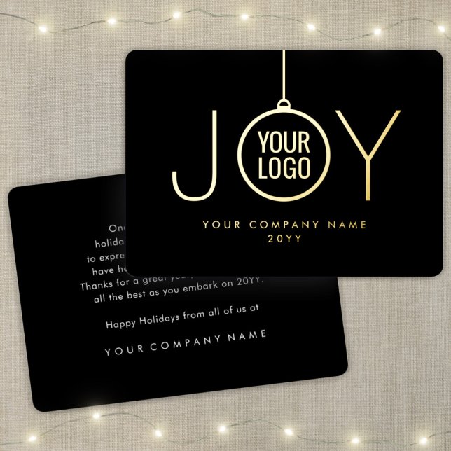 Company Logo JOY Christmas Ornament Black Elegant (Creator Uploaded)