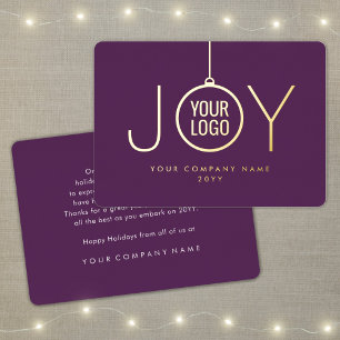 Company Logo JOY Christmas Ornament Purple Elegant