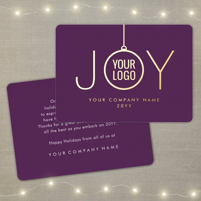 Company Logo JOY Christmas Ornament Purple Elegant (Creator Uploaded)